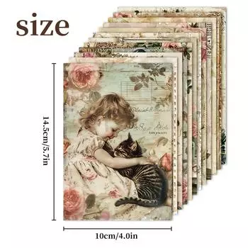 12 Sheets Of Medieval British Style Romantic Capital Theme Material Paper French Romantic Retro Handbook Background Backing Paper