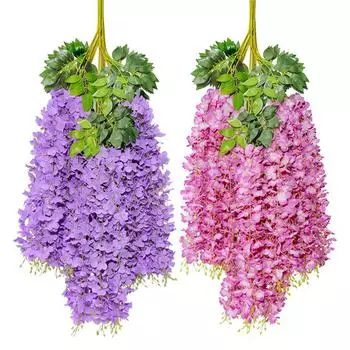 12 шт. 110 см искусственный цветок глицинии, подвесная гирлянда, виноградная лоза, шелковый плющ, ротанг для дома, стены, садовый декор, искусственные растения