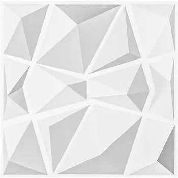 12 шт. 11,8x11,8 дюймов ПВХ текстура 3D алмазная настенная панель для гостиной, спальни, ТВ-фона, офиса компании, декора интерьера стены 12pcs белый