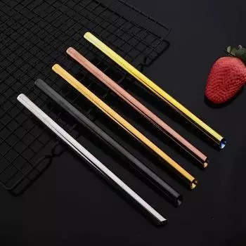 12 шт. 12*215 мм цветные соломинки для питья из нержавеющей стали 304, многоразовые металлические трубочки для бара, Boba Bubble Tea, трубочки для молочных коктейлей серебряный