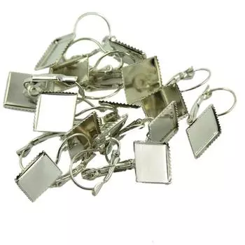 12 шт. 12 мм/16 мм квадратные кабошоны с застежкой-молнией французского типа для сережек-оснований своими руками 16mm