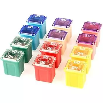 12 шт. 12 В-24 В низкопрофильный блок предохранителей Автомобильный предохранитель для грузовых автомобилей, автомобилей и внедорожников (20А/25А/30А/40А/50А/60А каждые 2 шт.) 15x11x2cm