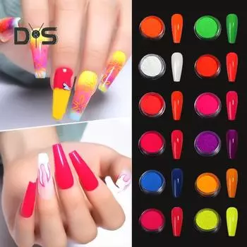12 шт. 1 г 12 цветов пигментный порошок с ватными палочками флуоресцентный радужная смоляной пигментный порошок DIY лак для ногтей акриловый нейл-арт для тела макияж для глаз и лица Sets