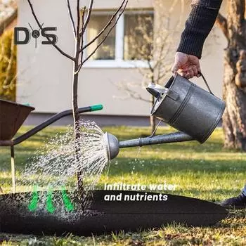 12 шт. 20,5-дюймовое кольцо для мульчирования деревьев, многоразовый защитный коврик от сорняков для деревьев, разлагаемый тканевый защитный коврик для защиты корней от сорняков чёрный