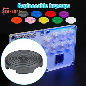 12 шт. 25,3 мм аркадная боевая клавиатура, крышка кнопки оси, механический вал, прозрачные матовые колпачки для клавиш, цветные шапки для клавиатуры синий