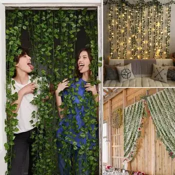 12 шт. 2,1 м искусственная гирлянда из листьев плюща, искусственные растения, имитация лозы, растения, листья винограда для дома, свадьбы, внутреннего и наружного украшения стола
