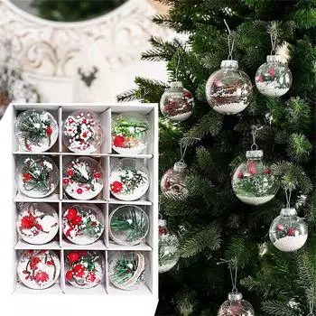 12 шт. 2,3 дюйма прозрачные рождественские украшения украшения прозрачный рождественский DIYT шар праздничный кулон подарочный шар One Size