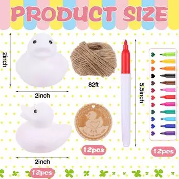 12 шт. 2-дюймовые белые пустые резиновые уточки деревянные карточки