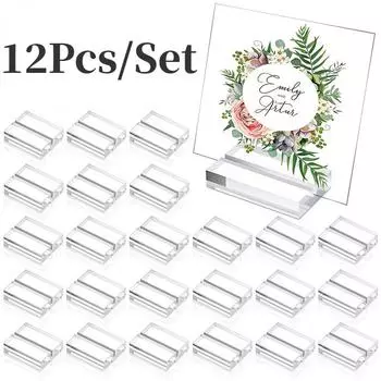 12 шт., 30*25*10 мм, акриловые подставки, держатели для карт, настольные подставки для номеров, настольная прозрачная подставка для карточек, прозрачный акриловый держатель для вывесок 12Pcs/Set