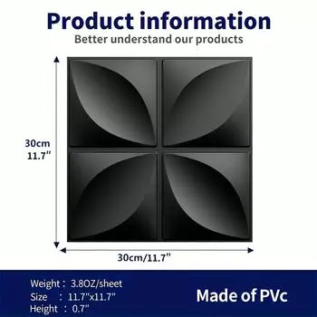 12 шт. 30 см x 30 см 3D текстурированные стеновые панели легко чистить бесплатная резка для кухни гостиной спальни офиса фон 12pcs чёрный