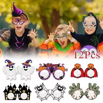12 шт. 3D-бумажные очки для вечеринок, 6 стилей, очки для ведьм, очки на Хэллоуин, реквизит для фотосъемки 12Pcs