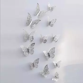 12 шт 3D полые наклейки на стену с бабочками DIY украшения дома комнаты вечерние свадебные украшения A золотой