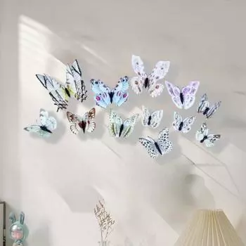 12 шт. 3D трехмерные двухэтажные бабочки настенные украшения бабочки для свадьбы магнитные наклейки на холодильник украшения