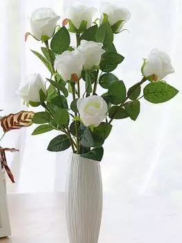 12 шт. 48 см искусственные розы цветы искусственный цветок для свадебного букета подарок на день святого валентина украшение стола домой день рождения свадьба шелковые розы белый