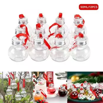 6/12 шт 50 мл жидкий флакон рождественская елка подвесные наполняемые шары елочные шары красная лента 6Pcs