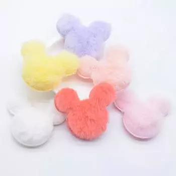 12 шт. 55*45 мм, мягкая плюшевая пушистая голова мыши, аппликация, скрапбукинг, сделай сам, вышивание заплаток, украшение для дома, аксессуары, украшения, принадлежности розовый