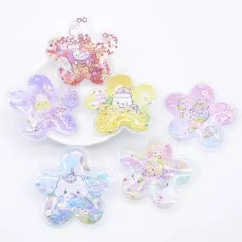 12 шт. 55 мм кавайные печатные красочные цветочные блестки аппликации для самостоятельной одежды нашивки на шляпы головные уборы зажимы банты украшения аксессуары розовый