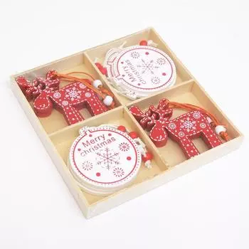 12 шт. 5 см деревянная подвеска для рождественской елки, украшения из дерева, снежинки, безделушки, подвесные рождественские украшения, домашний новогодний декор, подарок Noel wood decoration 3