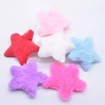 12 шт., 65 мм, мягкая плюшевая аппликация с пушистой звездой для головных уборов «сделай сам», заколки для волос, аксессуар с бантом, одежда ручной работы, шляпа, нашивки для шитья, декор розовый