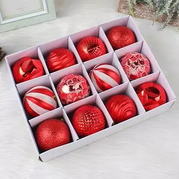 12 шт. 6 см расписные рождественские шары набор пластиковых мультяшных гальванизированных рождественских подвесных шаров элегантный DIY Merry Xmas Tree Decor other синий