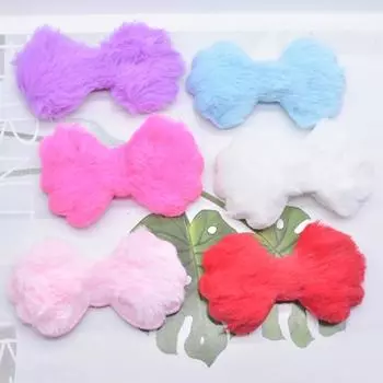 12 шт. 80*45 мм мягкий плюшевый пушистый галстук-бабочка с плоской спинкой, орнамент для скрапбукинга, нашивки, аксессуары, принадлежности для рукоделия розовый