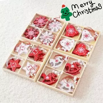 12 шт./8 шт. елочные украшения, деревянные креативные рождественские безделушки, рождественский день, снежинка Fi Type D