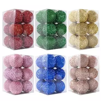 12 шт. 8 см елочные шары украшение большой блеск белый красный рождественская елка подвеска украшение для дома 2025 новогодний подарок красный