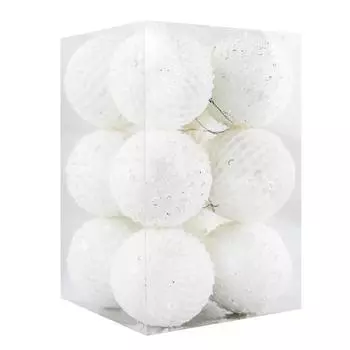 12 шт. 8 см елочные шары украшение большой блеск белый красный рождественская елка подвеска украшение для дома 2025 новогодний подарок 8cm розовый