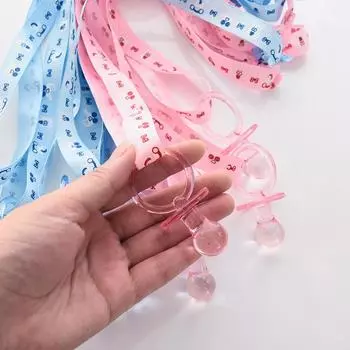 12 шт. Акриловые ожерелья для детского душа, синие, розовые, прозрачные, с пустышками, подарки для детей, украшение на день рождения розовый