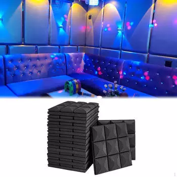 12 шт. акустических панелей из пенопласта 12 x 2 набивка студийная плитка звукоизоляция чёрный