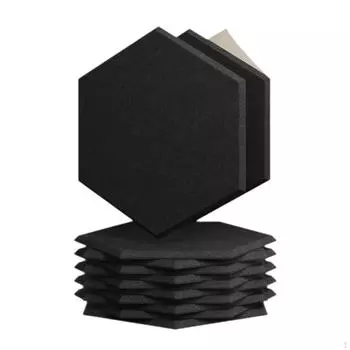 12 шт. акустических панелей звукопоглотители настенное украшение скошенный край дизайн для дома чёрный