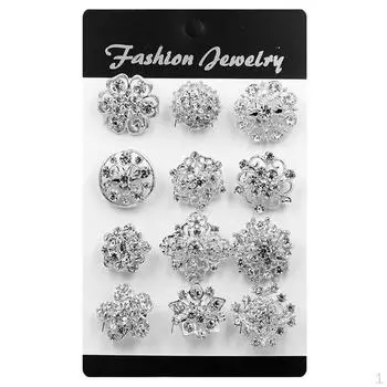 12 шт. элегантная брошь со стразами, булавка с бриллиантами, украшение для бутоньерки на свадьбу Gold