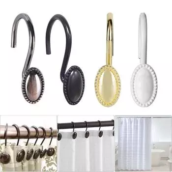 12 шт элегантные крючки для занавесок для душа с кольцами из нержавеющей стали плавное скольжение для вешалок для занавесок в ванной белый