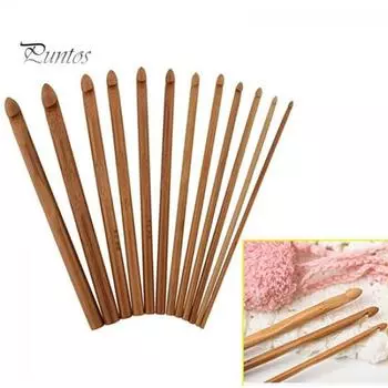 12 шт бамбуковая ручка крючок вязальная пряжа набор игл для рукоделия