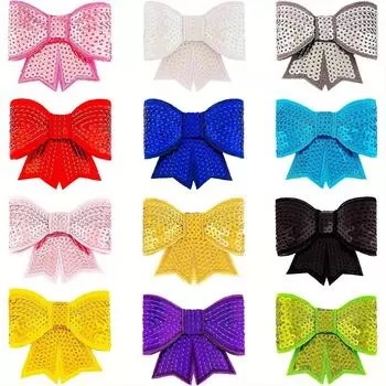 12 шт. бант пайетки блестящий маленький бант аппликация на аппликации вышитые нашивки для одежды, сумок, курток, джинсов DIY аксессуары ремесло Валентина Декор 12Pcs