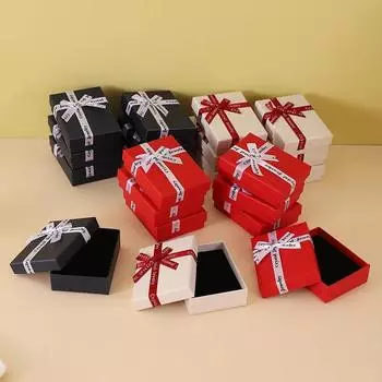 12 шт. бантовая шкатулка для украшений, серьги, органайзер для хранения ожерелий, бумажные органайзеры для хранения ювелирных изделий, подарочный футляр серебряный