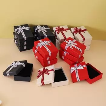 12 шт. бантовая шкатулка для украшений, серьги, органайзер для хранения ожерелий, бумажные органайзеры для хранения ювелирных изделий, подарочный футляр серебряный