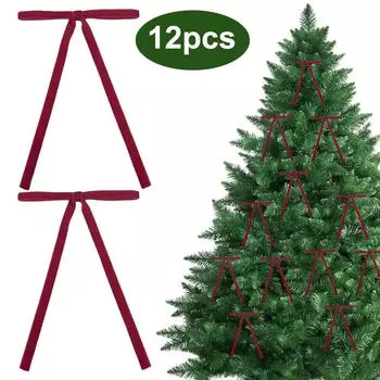 12 шт. бархатных рождественских бантов, деревенские поделки, подарочные банты, бархатный рождественский венок, бант для рождественской елки, венки для праздничного домашнего декора