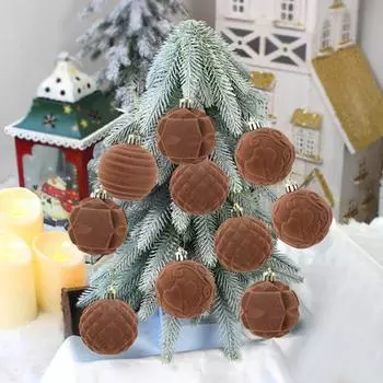 12 шт. бархатных рождественских шаров 2,36 дюйма, флокированные елочные подвесные шары, небьющиеся рождественские шары, безделушки для вечеринки, свадьбы, домашнего декора армия зеленый