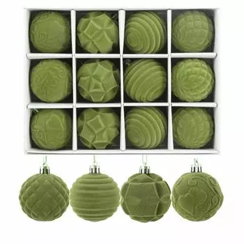 12 шт. бархатных рождественских шаров 2,36 дюйма, флокированные елочные подвесные шары, небьющиеся рождественские красный