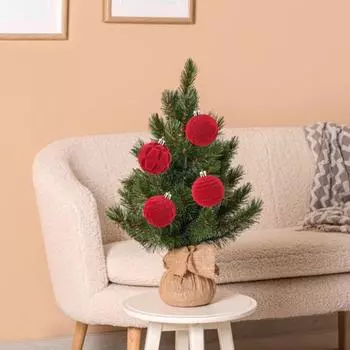 12 шт. бархатных рождественских шаров 2,36 дюйма, флокированные елочные подвесные шары, небьющиеся рождественские армия зеленый