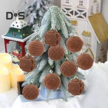 12 шт. бархатных рождественских шаров 2,36 дюйма, флокированные елочные подвесные шары, небьющиеся рождественские шары, безделушки для вечеринки, свадьбы, домашнего декора армия зеленый