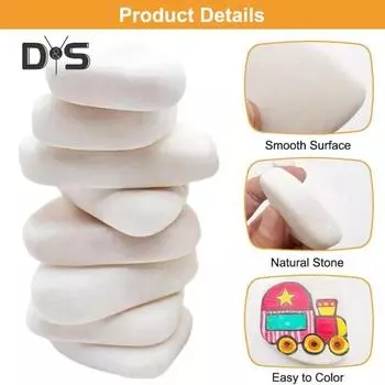 12 шт. белых камней для рисования размером от 2 до 3 дюймов, камни неправильной формы, гладкие плоские камни для наскальной живописи, предметов искусства и поделок своими руками 12pcs