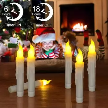12 шт. беспламенных светодиодных конических свечей, свечи на батарейках, мерцающие светодиодные свечи, теплый свет, церковь, Рождество, Хэллоуин, свадьба 3ps