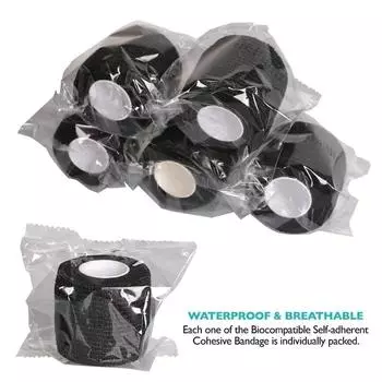12 шт., бинты для татуировки, ленты, нетканые самоклеящиеся защитные ленты для трубок тату-машины 4,5 см * 5 м чёрный