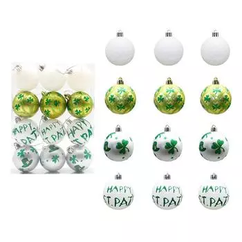 12 шт. блестящие шары ко Дню Святого Патрика, подвесные елочные шары из пенопласта, безделушки с блестками, ирландское украшение для вечеринки