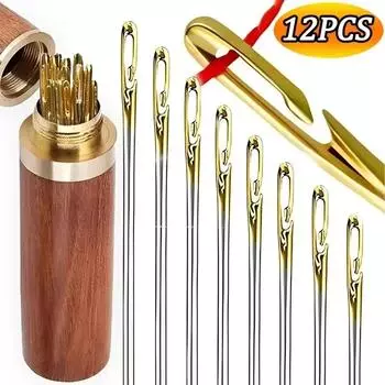 12 шт боковые отверстия потайные иглы швейные из нержавеющей стали пожилые иглы для шитья бытовые DIY ювелирные изделия бисерные нити иглы