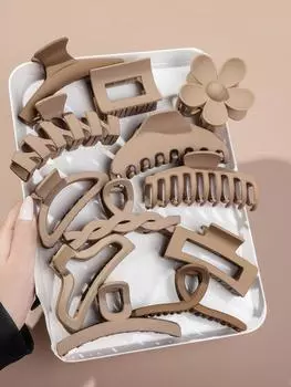 12 шт. Большие заколки-крабы для волос для женщин с густыми волосами, Разные стили, Нескользящие аксессуары для волос, Зажим-краб с сильной фиксацией, Нейтральный и бежевый