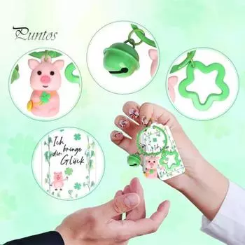 12 шт. брелок для ключей в виде поросенка, мультяшный розовый поросенок, брелоки с карточками и сумками St. Товары для вечеринки в честь Дня Святого Патрика, подарки на день рождения и свадьбу 12pcs