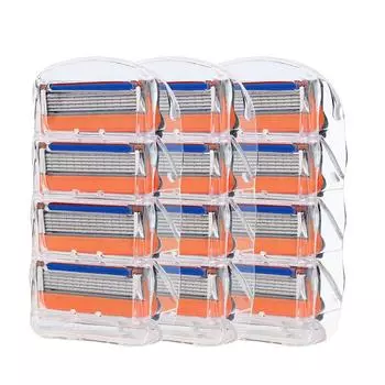 12 шт. бритвенных лезвий для ухода за лицом, 5-слойные сменные головки для Gillettee синий